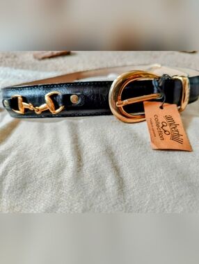 Black Leather Custom Horsebits Belt -equestrians